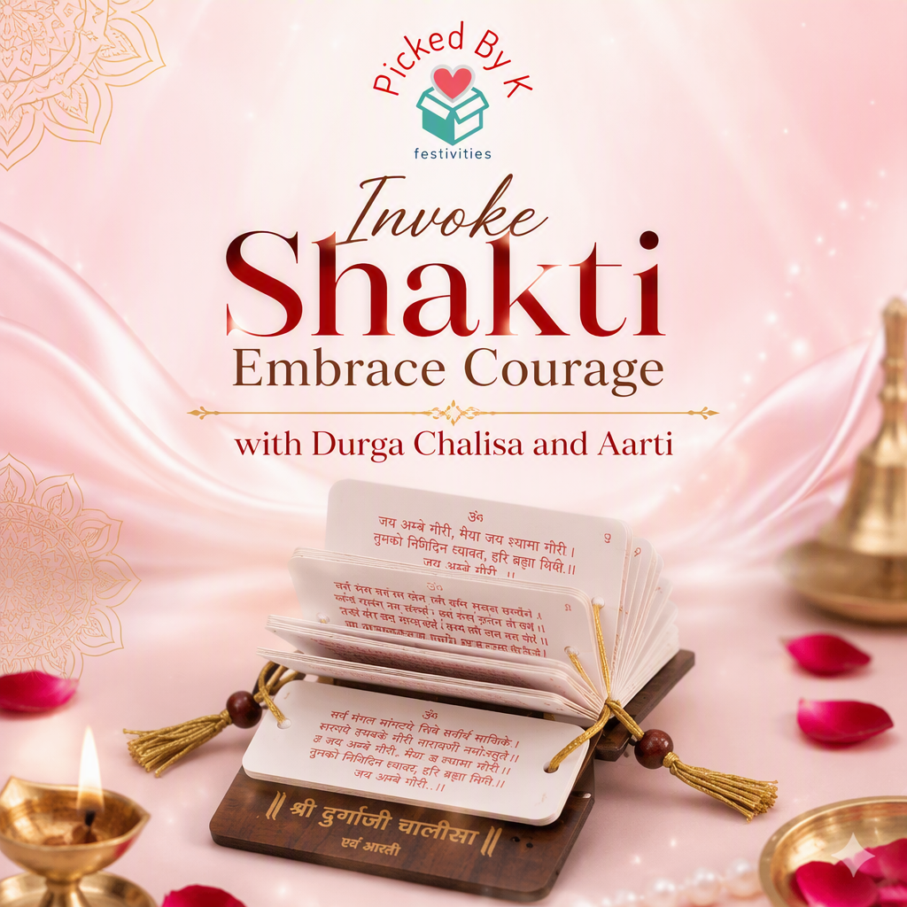 Handcrafted Wooden Pocket Scripture Book – Gold-Foil Print Pocket Mantra Series Durga Chalisa