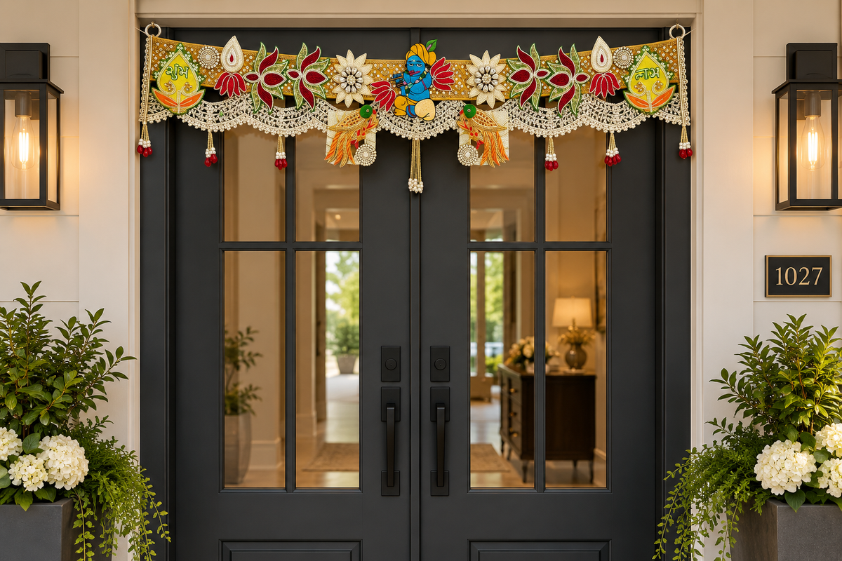 Handmade Toran -Krishna Shuka | Luxury Festoon- 40 inches - Decorative Bandarwal for Home, Temple, House Warming, Grah Pravesh, Festival and Diwali