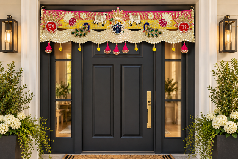 Handmade Toran - Shubh Labh | Luxury Festoon -40 inches - Decorative Bandarwal for Home, Temple, House Warming, Grah Pravesh, Festival and Diwali
