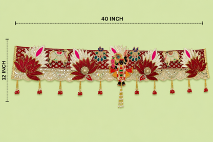 Handmade Toran -Srinathji | Luxury Festoon -40 inches - Decorative Bandarwal for Home, Temple, House Warming, Grah Pravesh, Festival and Diwali