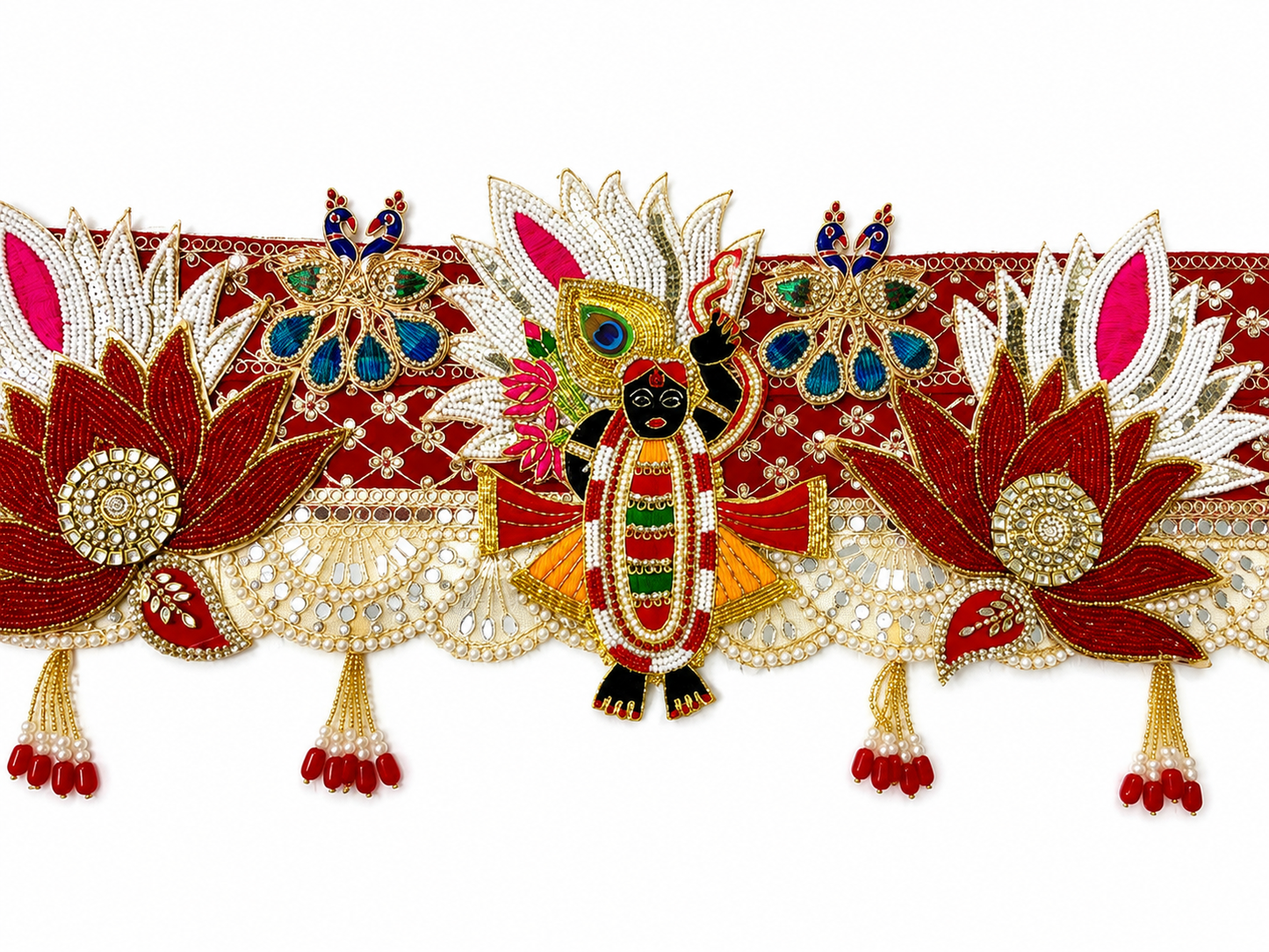 Handmade Toran -Srinathji | Luxury Festoon -40 inches - Decorative Bandarwal for Home, Temple, House Warming, Grah Pravesh, Festival and Diwali