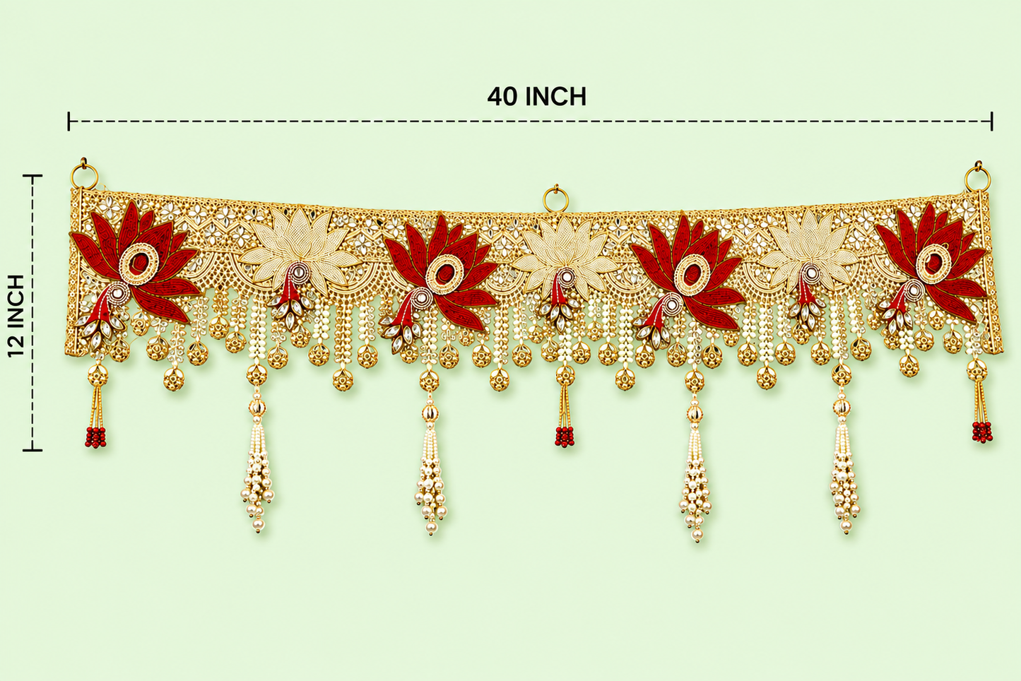 Handmade Toran - Lotus | Luxury Festoon - 40 inches - Decorative Bandarwal for Home, Temple, House Warming, Grah Pravesh, Festival and Diwali