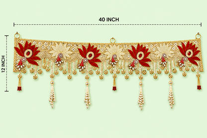 Handmade Toran - Lotus | Luxury Festoon - 40 inches - Decorative Bandarwal for Home, Temple, House Warming, Grah Pravesh, Festival and Diwali