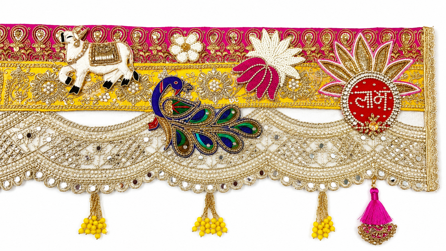 Handmade Toran - Shubh Labh | Luxury Festoon -40 inches - Decorative Bandarwal for Home, Temple, House Warming, Grah Pravesh, Festival and Diwali