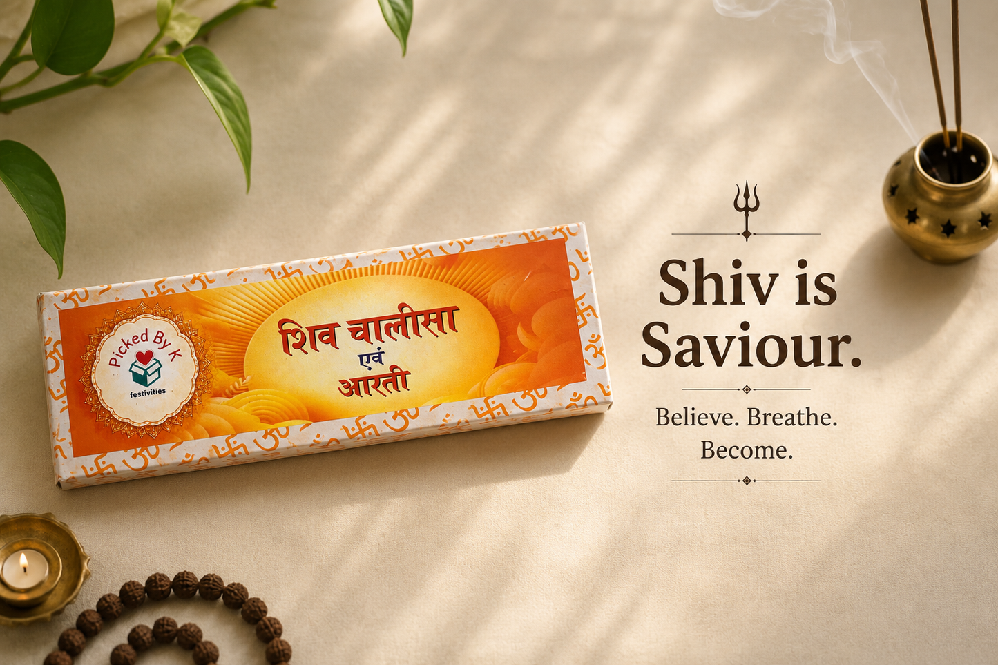 Handcrafted Wooden Pocket Scripture Book – Gold-Foil Print Pocket Mantra Shiv Chalisa