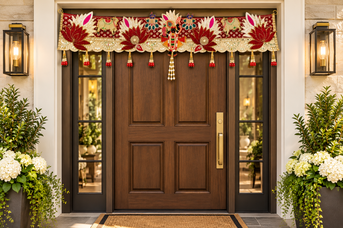 Handmade Toran -Srinathji | Luxury Festoon -40 inches - Decorative Bandarwal for Home, Temple, House Warming, Grah Pravesh, Festival and Diwali
