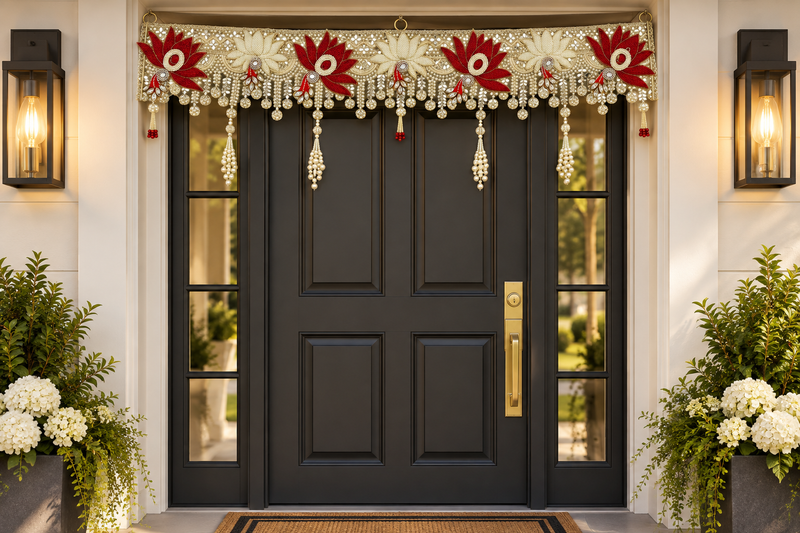 Handmade Toran - Lotus | Luxury Festoon - 40 inches - Decorative Bandarwal for Home, Temple, House Warming, Grah Pravesh, Festival and Diwali