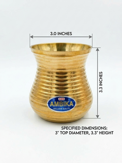 Pure Brass Lota for Pooja & Daily Rituals (3" x 3.3") - Handcrafted Peetal Kalash for Jal, Mandir, Surya Arghya, & Temple - Compact Golden Water Vessel