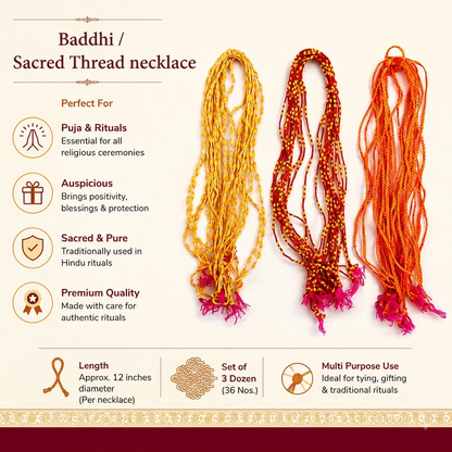 Red Cotton Thread Necklace Lal Dhaga Religious Raksha Sutra, 3 Dozen (36 Nos.) Chhat Puja Baddhi Chhat/Chath/chhath/Chat
