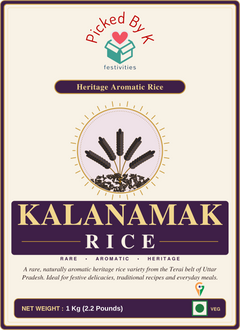 Kalanamak Rice | Heritage Aromatic Rice from Uttar Pradesh | GI Tagged | 1 Kg Zip-Lock Pouch | PickedByK