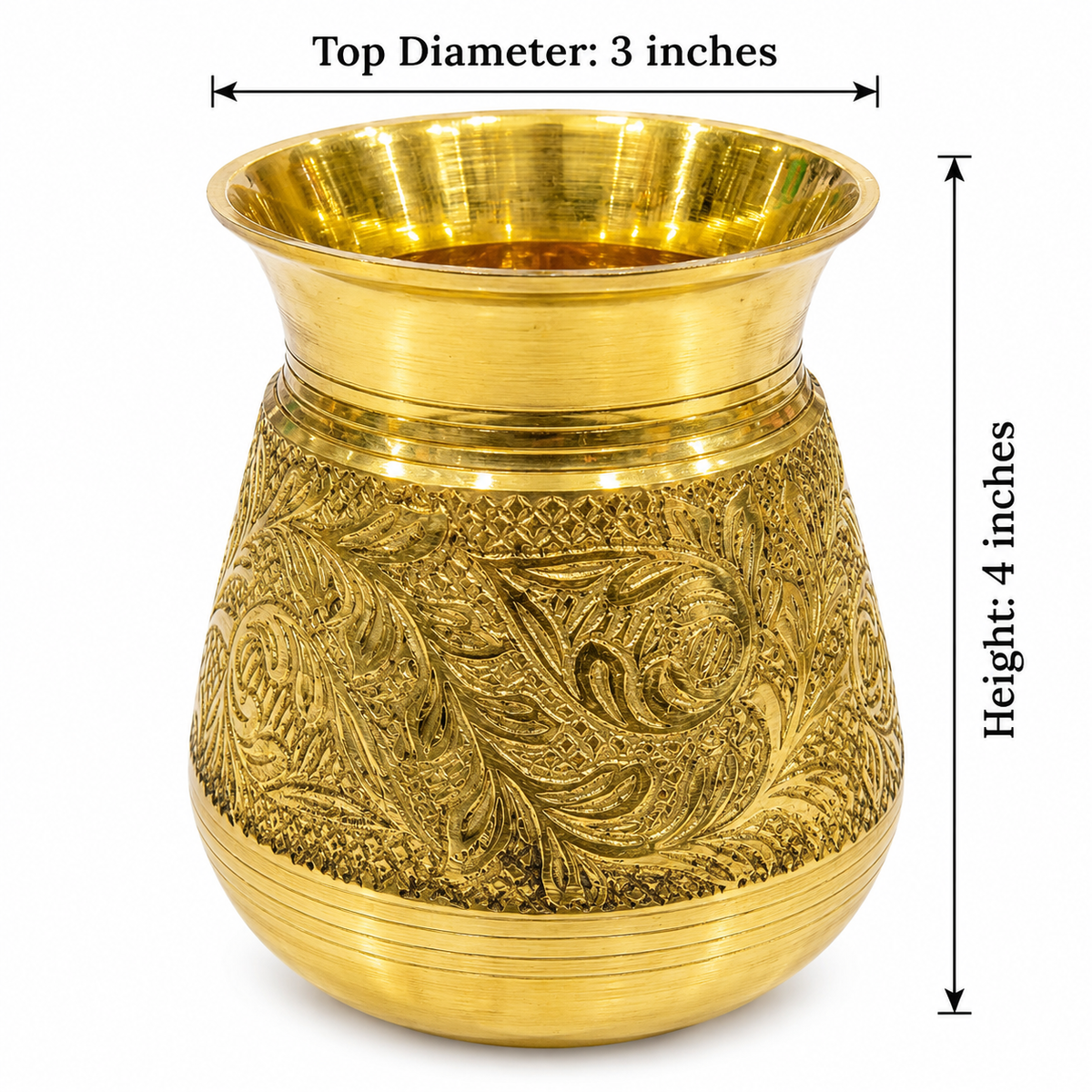 Pure Brass Lota for Pooja & Daily Use - Handcrafted Peetal Kalash / Tumbler for Jal, Water, & Hindu Rituals | Heavy Duty & Shiny Gold Finish
