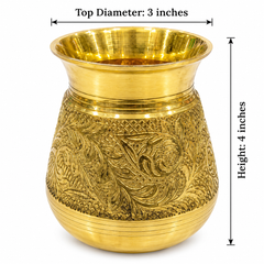 Pure Brass Lota for Pooja & Daily Use - Handcrafted Peetal Kalash / Tumbler for Jal, Water, & Hindu Rituals | Heavy Duty & Shiny Gold Finish