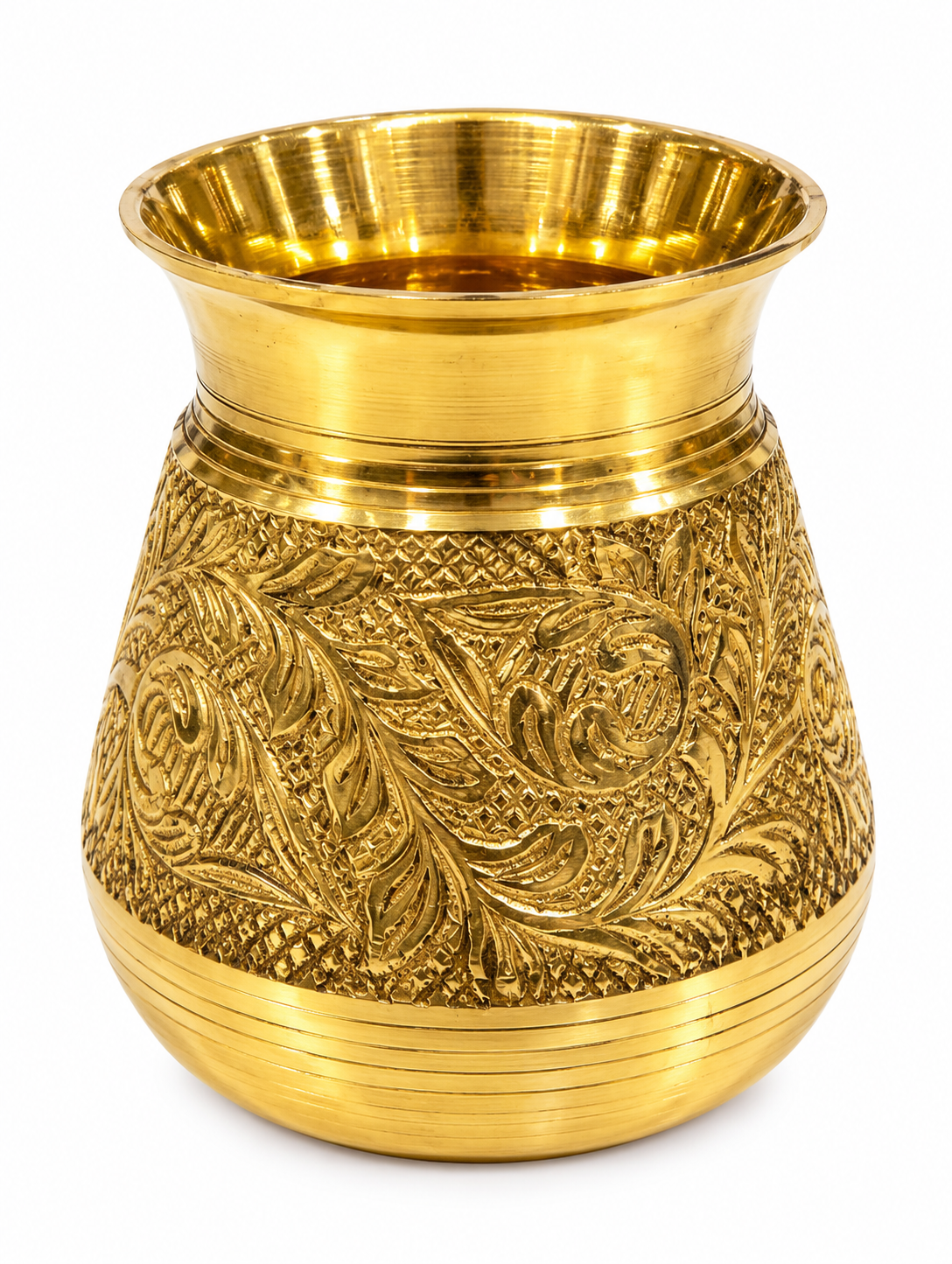 Pure Brass Lota for Pooja & Daily Use - Handcrafted Peetal Kalash / Tumbler for Jal, Water, & Hindu Rituals | Heavy Duty & Shiny Gold Finish