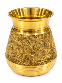 Pure Brass Lota for Pooja & Daily Use - Handcrafted Peetal Kalash / Tumbler for Jal, Water, & Hindu Rituals | Heavy Duty & Shiny Gold Finish