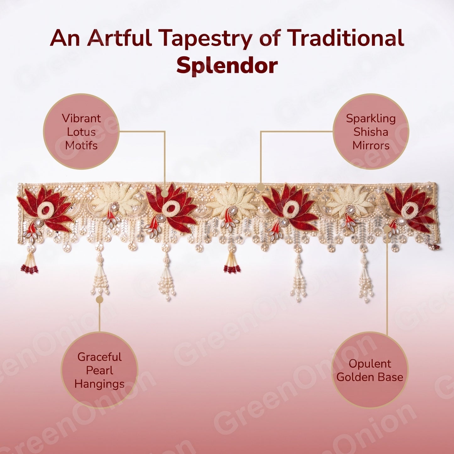 Handmade Toran - Lotus | Luxury Festoon - 40 inches - Decorative Bandarwal for Home, Temple, House Warming, Grah Pravesh, Festival and Diwali