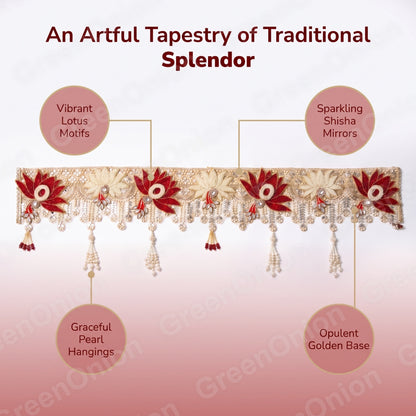 Handmade Toran - Lotus | Luxury Festoon - 40 inches - Decorative Bandarwal for Home, Temple, House Warming, Grah Pravesh, Festival and Diwali