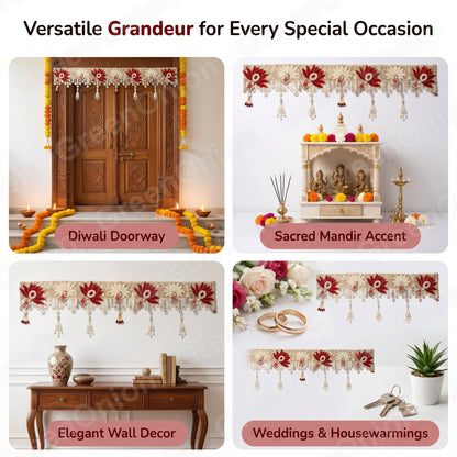 Handmade Toran - Lotus | Luxury Festoon - 40 inches - Decorative Bandarwal for Home, Temple, House Warming, Grah Pravesh, Festival and Diwali