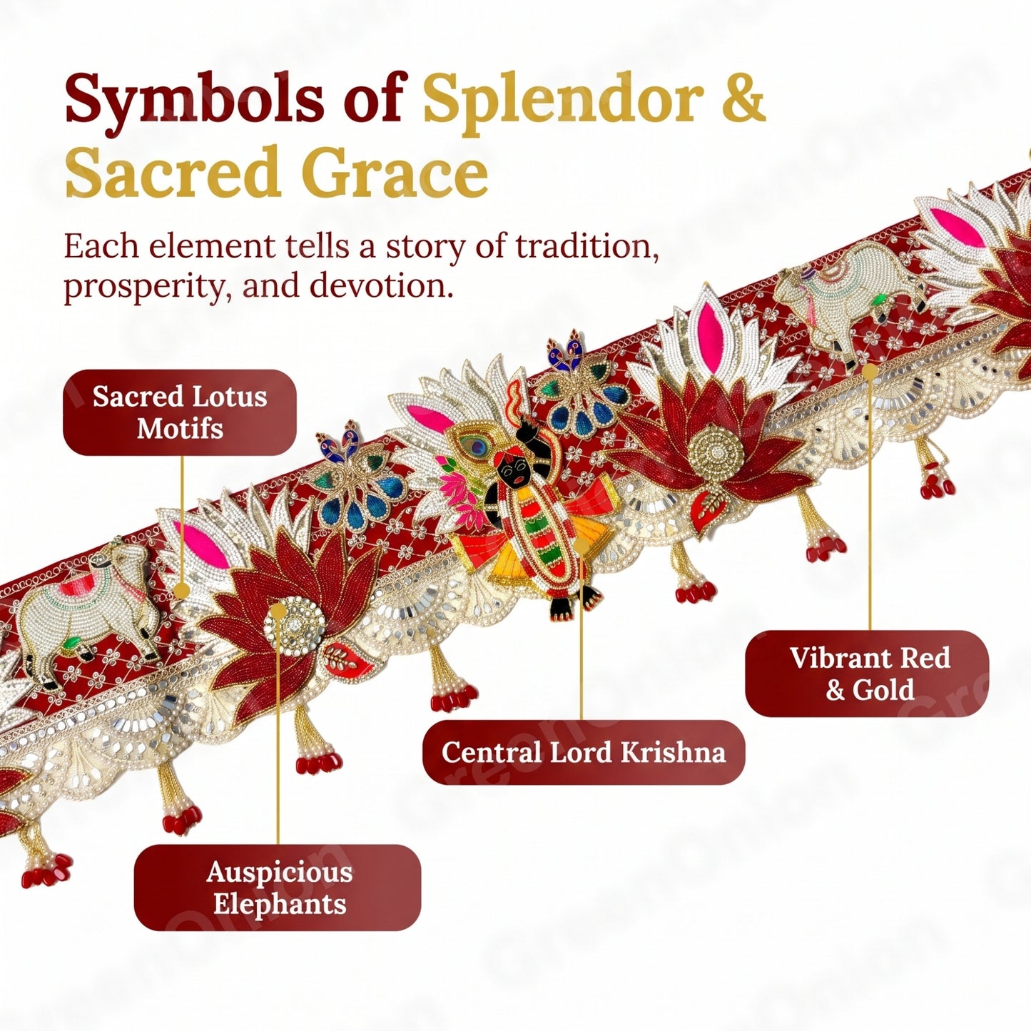 Handmade Toran -Srinathji | Luxury Festoon -40 inches - Decorative Bandarwal for Home, Temple, House Warming, Grah Pravesh, Festival and Diwali
