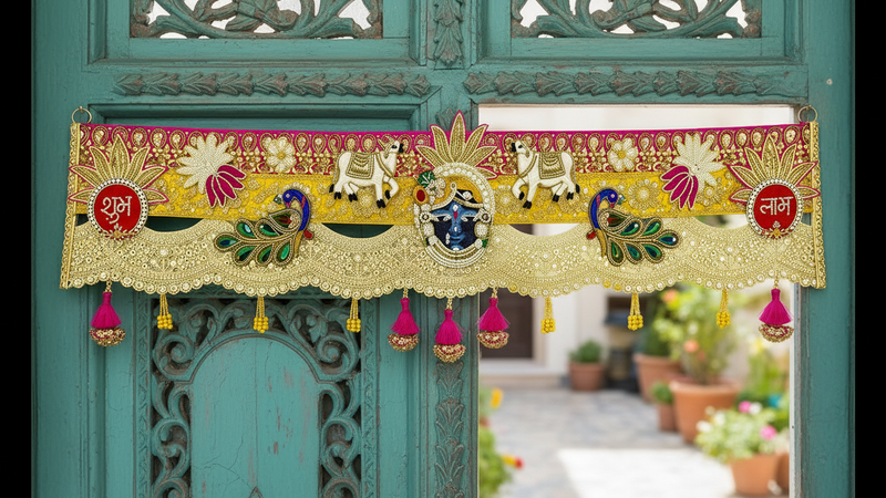 Handmade Toran - Shubh Labh | Luxury Festoon -40 inches - Decorative Bandarwal for Home, Temple, House Warming, Grah Pravesh, Festival and Diwali
