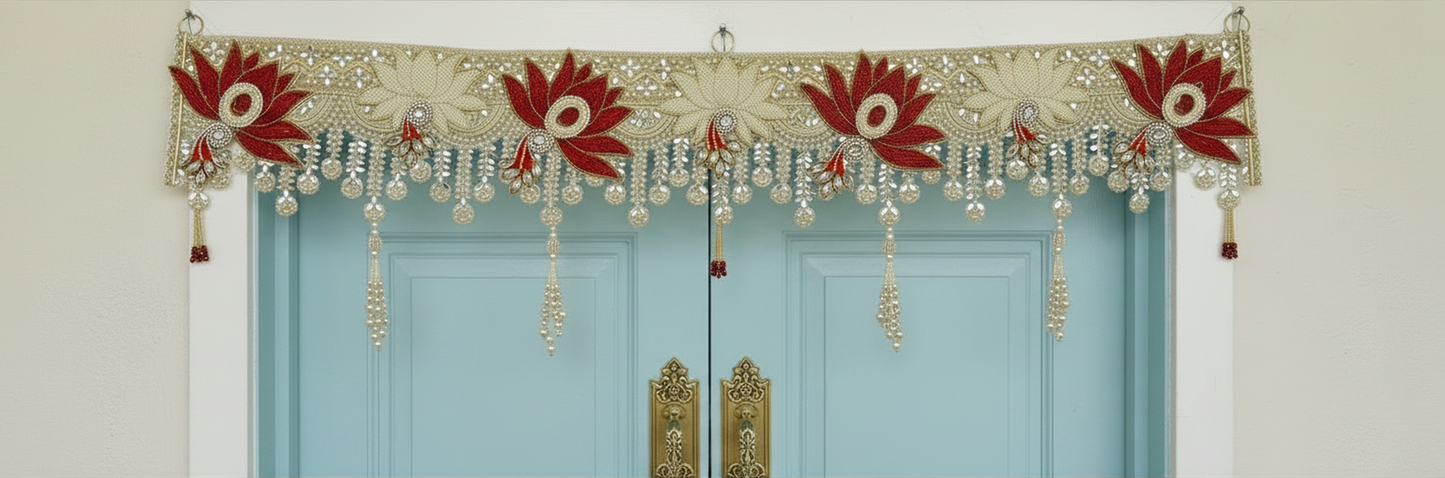 Handmade Toran - Lotus | Luxury Festoon - 40 inches - Decorative Bandarwal for Home, Temple, House Warming, Grah Pravesh, Festival and Diwali