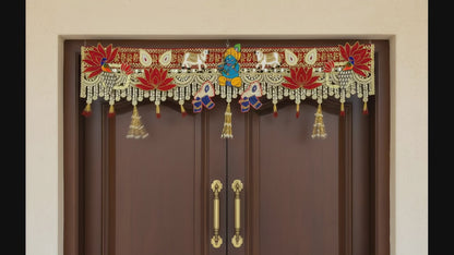 Handmade Toran -Krishna Mor | Luxury Festoon- 40 inches - Decorative Bandarwal for Home, Temple, House Warming, Grah Pravesh, Festival and Diwali