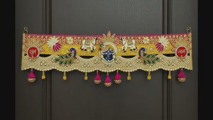 Handmade Toran - Shubh Labh | Luxury Festoon -40 inches - Decorative Bandarwal for Home, Temple, House Warming, Grah Pravesh, Festival and Diwali