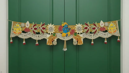 Handmade Toran -Krishna Shuka | Luxury Festoon- 40 inches - Decorative Bandarwal for Home, Temple, House Warming, Grah Pravesh, Festival and Diwali
