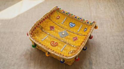 Handcrafted Natural Bamboo Winnowing Basket (Soop) Tray – Traditional Eco-Friendly Serving & Festival Decor Accent