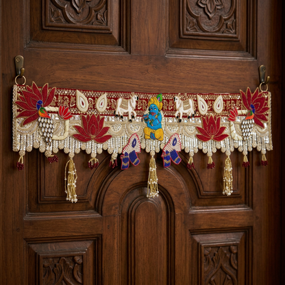 Handmade Toran -Srinathji | Luxury Festoon -40 inches - Decorative Bandarwal for Home, Temple, House Warming, Grah Pravesh, Festival and Diwali