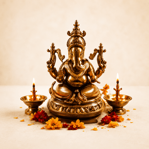 Brass Lotus Diya Stand